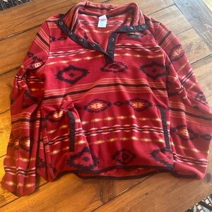 Cinch Vibrant Red and Orange Fleece Pullover